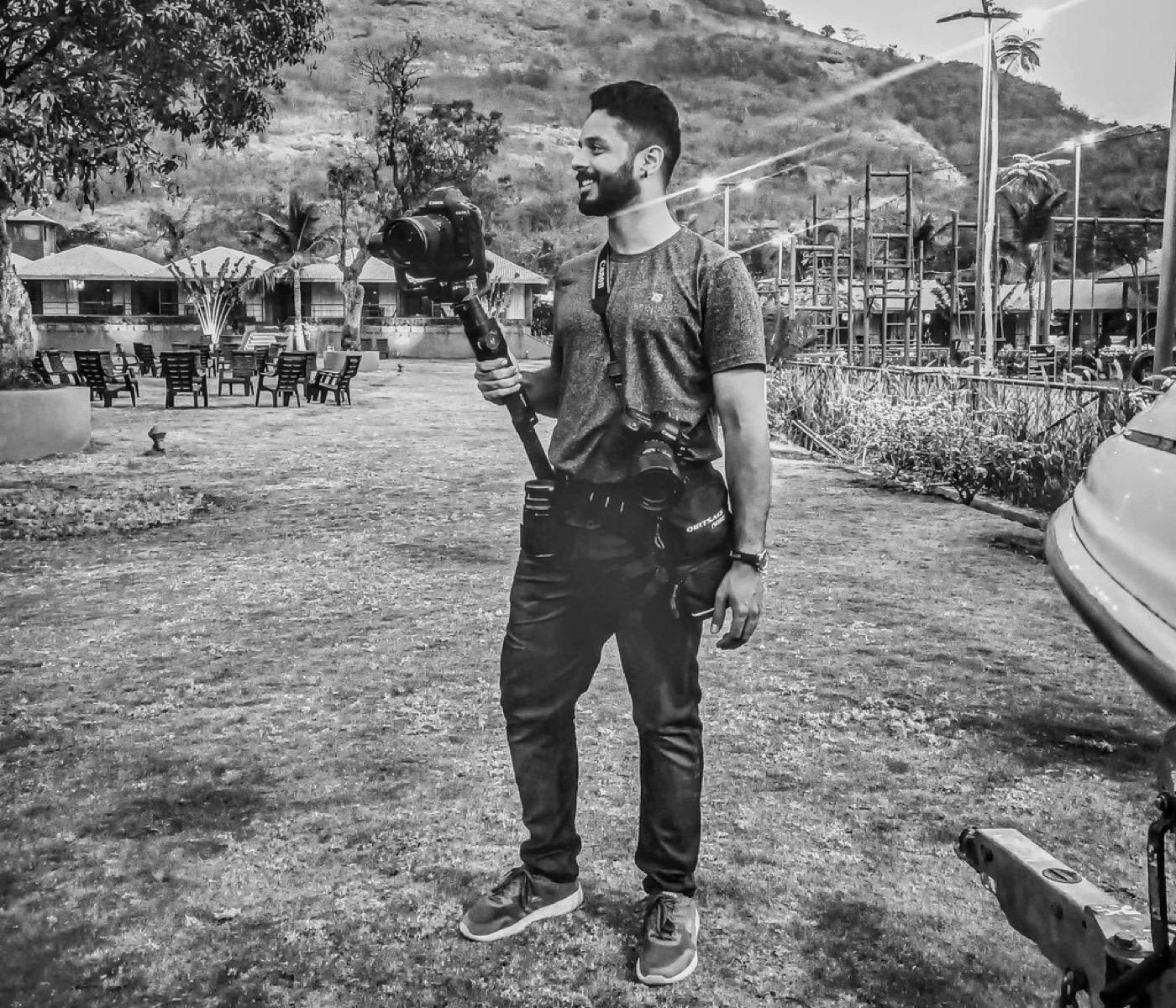 Sohail Joshi on set with gimbal and two cameras
